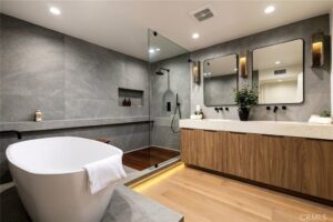 Luxury home staging in Los Angeles, CA, primary bathroom